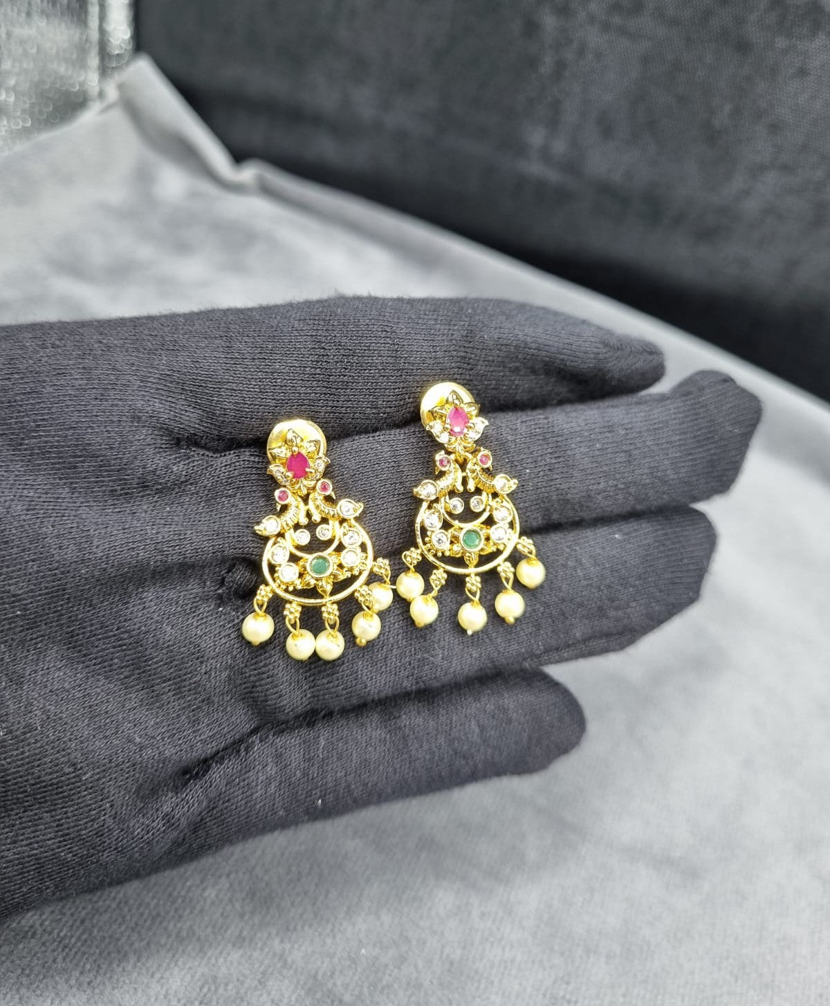 Floral Gold-Tone Chandelier Drops Earrings